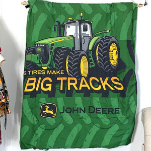 John Deere Blanket Green Big Tires Leave Big Tracks Tractor 70x84 Camo Throw